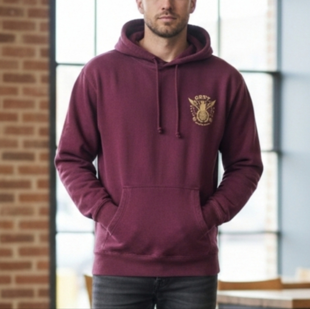 Obey Graphic Sweatshirt Size L Streetwear Pullover Burgundy Cotton Blend